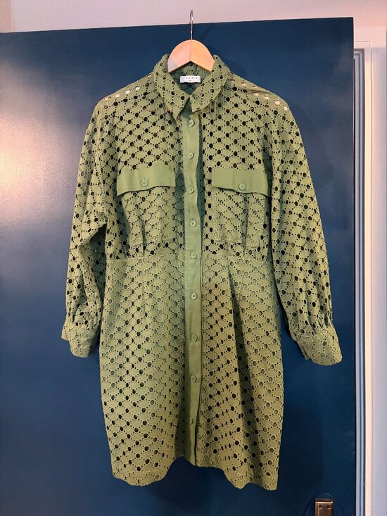 Sandro Dresses & Skirts - Sandro Green Cotton Lace Eyelet Minidress M